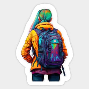 Girl with a backpack design #11 Sticker